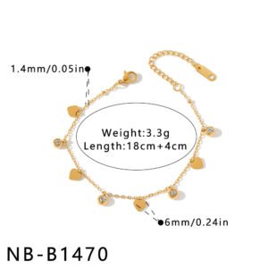 Stainless Steel CZ Heart Minimalist Bracelet Wholesale product image