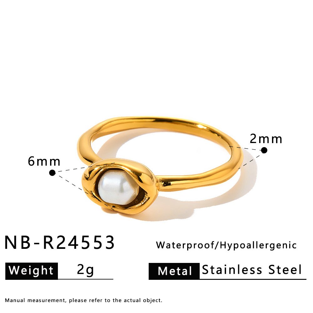 Stainless Steel Pearl Geometric Minimalist Ring Style DM5030026 Wholesale product image