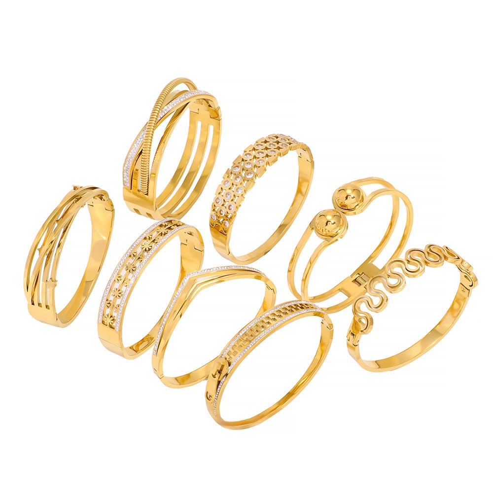 Stainless Steel Geometric Vintage Hollow Bangle Wholesale product image