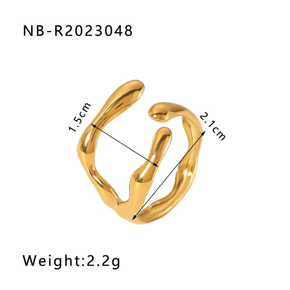 Stainless Steel Heart Geometric Minimalist Open Ring Wholesale product image