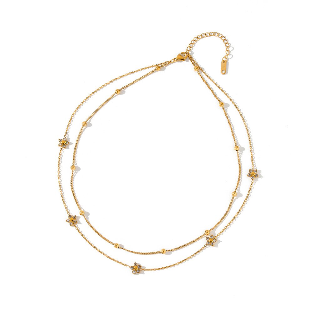 Stainless Steel CZ Flower Minimalist Necklace Wholesale product image