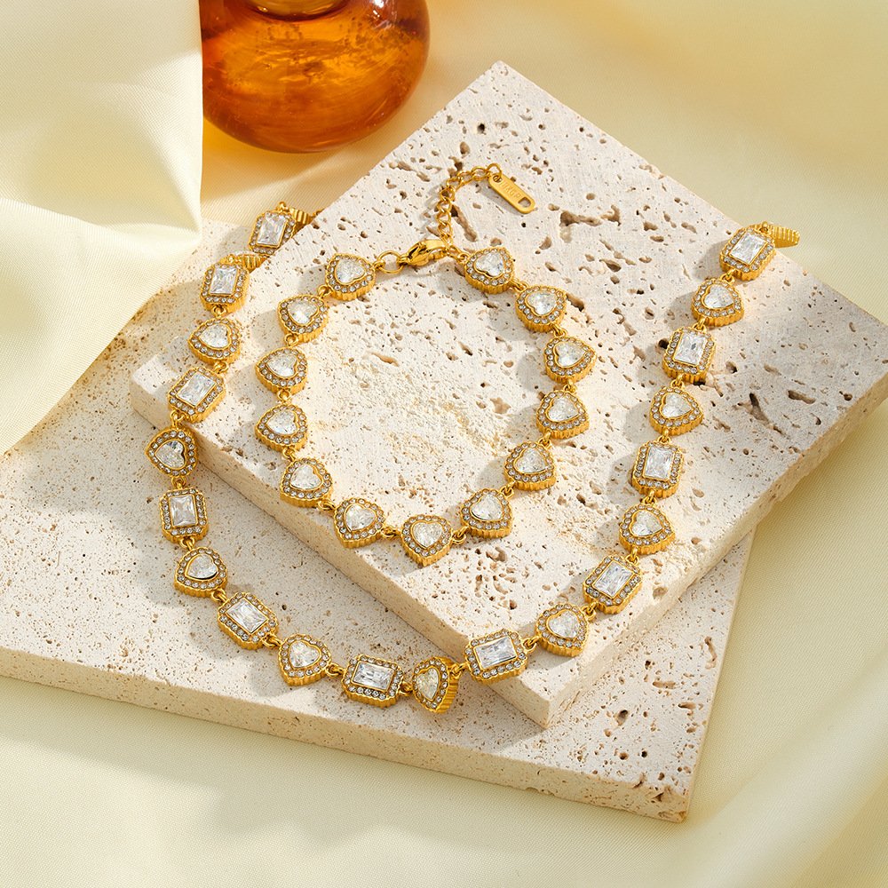 Stainless Steel CZ Heart Jewelry Necklace Wholesale product image