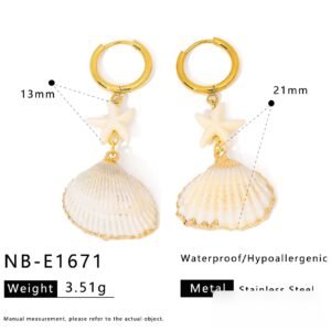 Stainless Steel Pearl Shell Flower Enamel Jewelry Pendant Wholesale product image