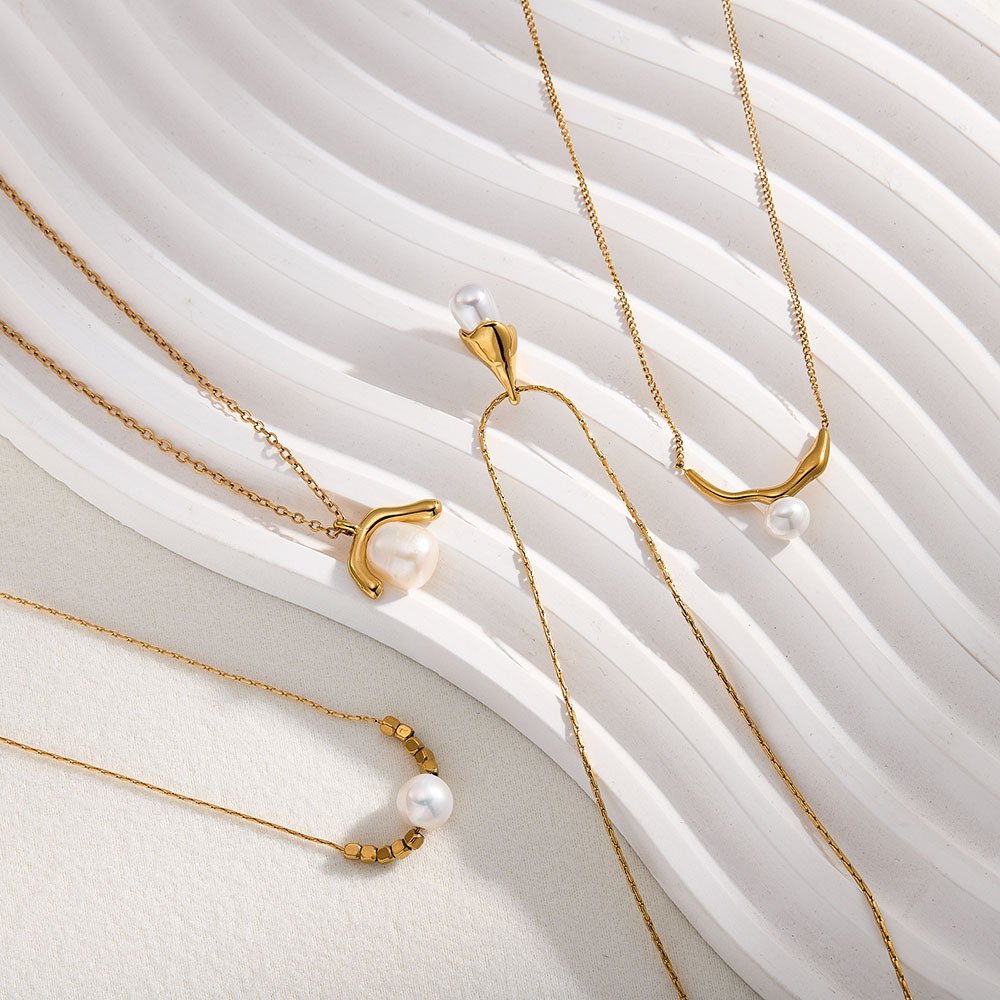 Stainless Steel Pearl Minimalist Jewelry Necklace Wholesale product image