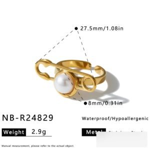 Stainless Steel Pearl Cross Vintage Jewelry Ring Wholesale product image