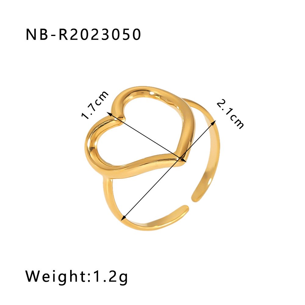Stainless Steel Heart Geometric Minimalist Open Ring Wholesale product image