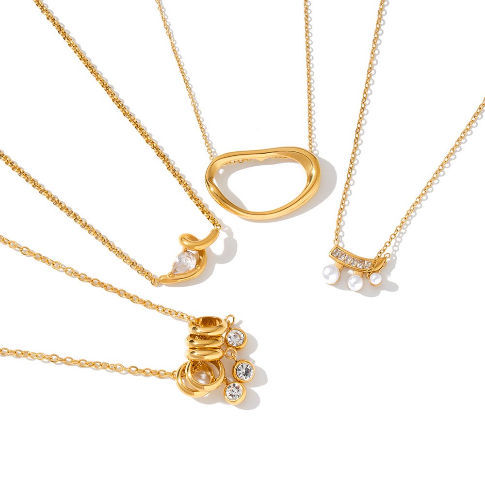 Stainless Steel Pearl CZ Minimalist Jewelry Necklace Wholesale product image