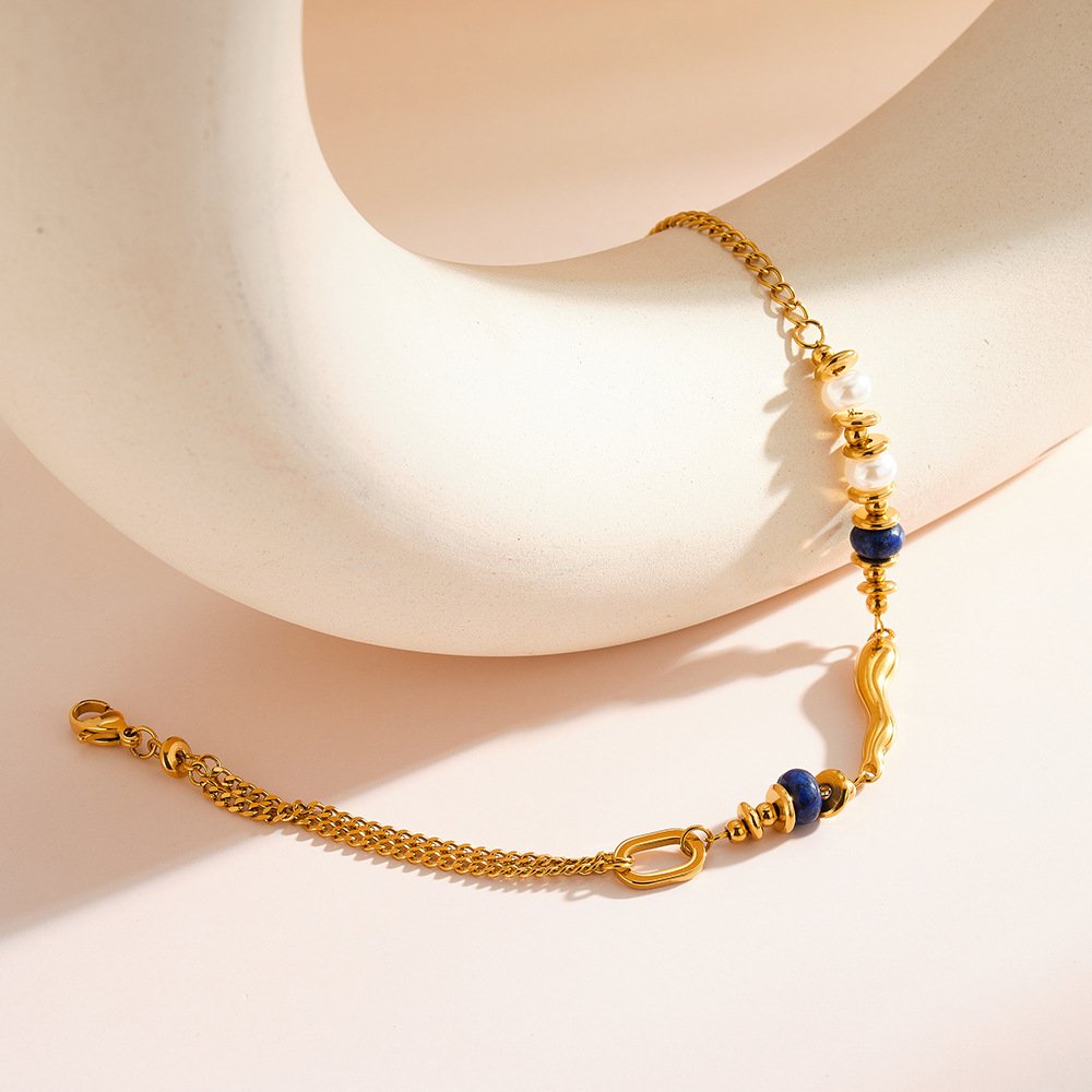 Stainless Steel Pearl Geometric Minimalist Bracelet Wholesale product image