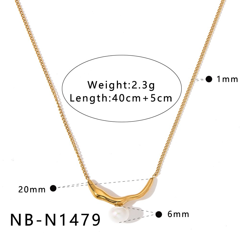 Stainless Steel Pearl Minimalist Jewelry Necklace Wholesale product image