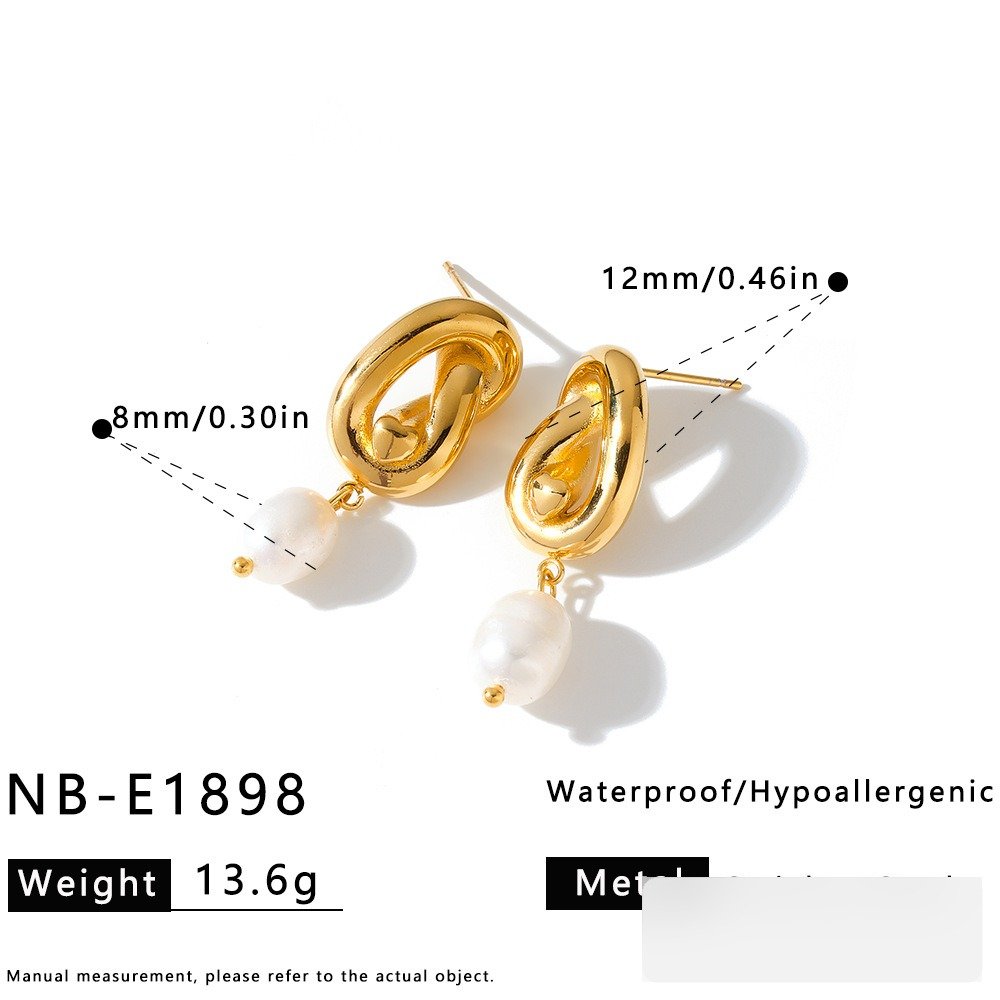 Stainless Steel Pearl Geometric Earrings Wholesale product image