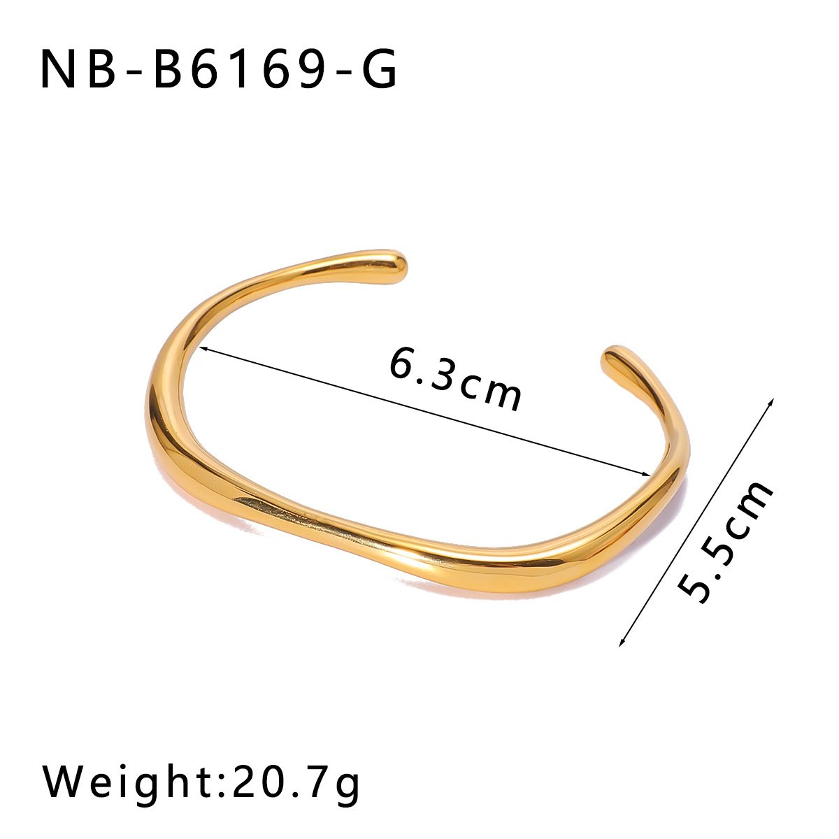 Stainless Steel Irregular Minimalist Open Bangle Wholesale product image
