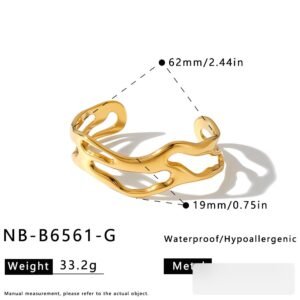 Stainless Steel Geometric Irregular Hollow Bangle Wholesale product image