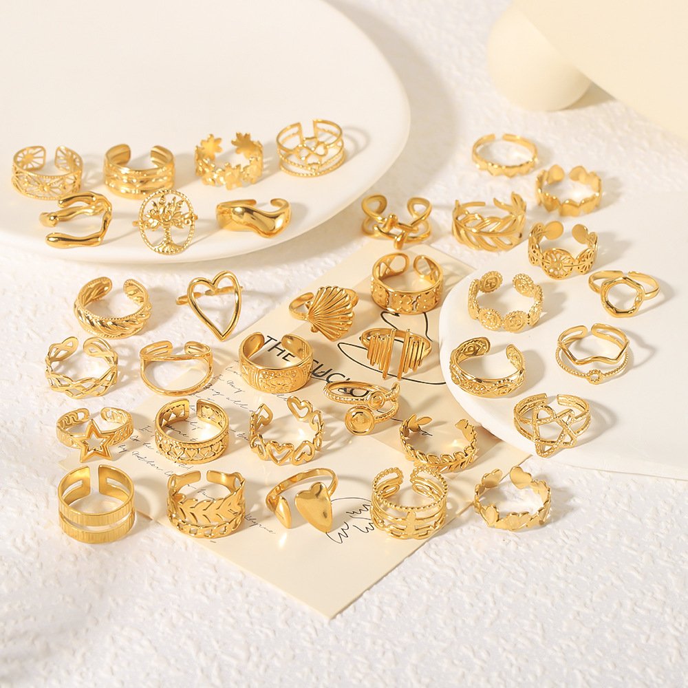 Stainless Steel Heart Geometric Minimalist Open Ring Wholesale product image