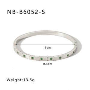 Stainless Steel CZ Heart Geometric Bangle Wholesale product image
