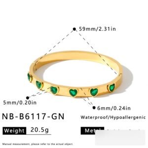 Stainless Steel CZ White Shell Heart Geometric Bangle Wholesale product image