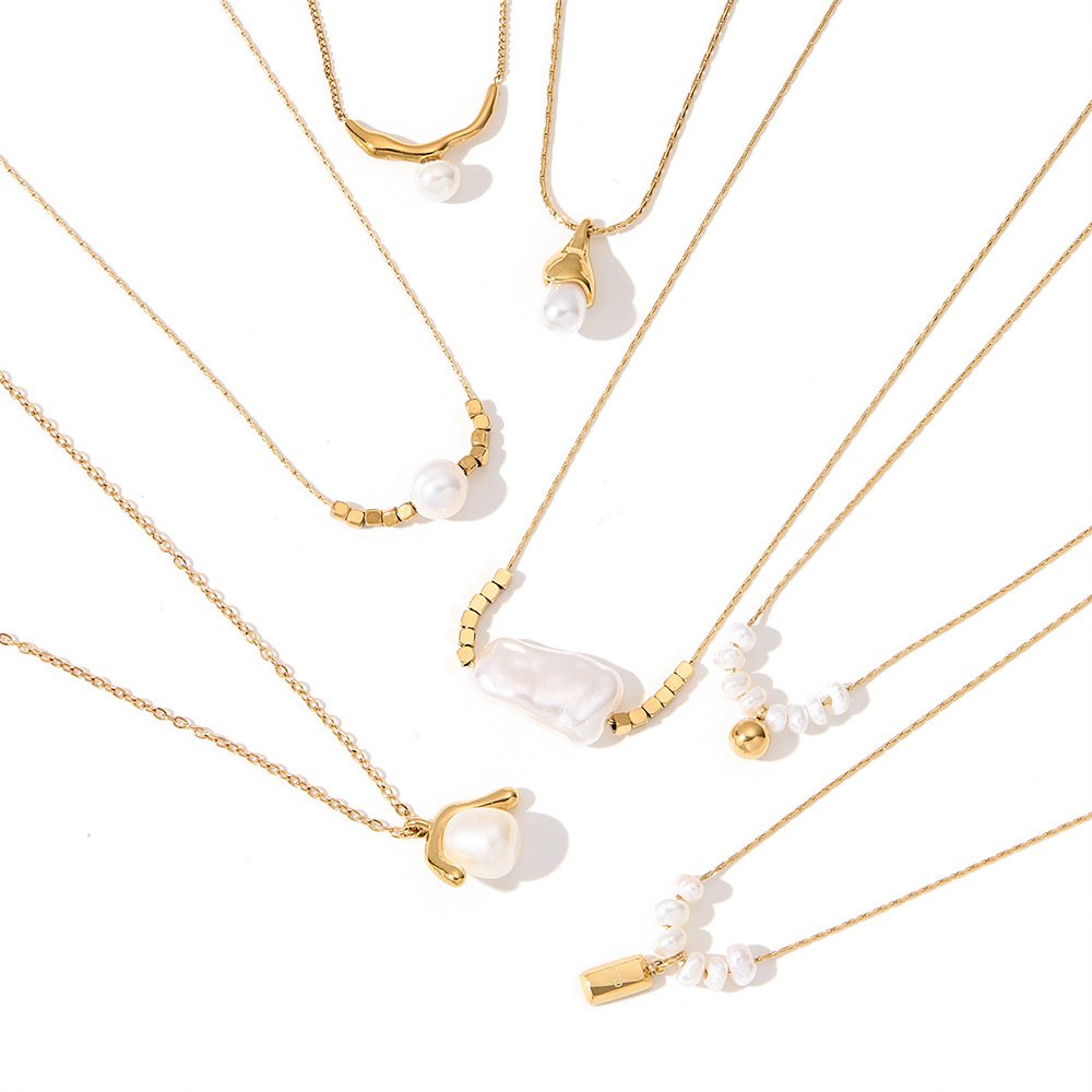 Stainless Steel Pearl Minimalist Jewelry Necklace Wholesale product image