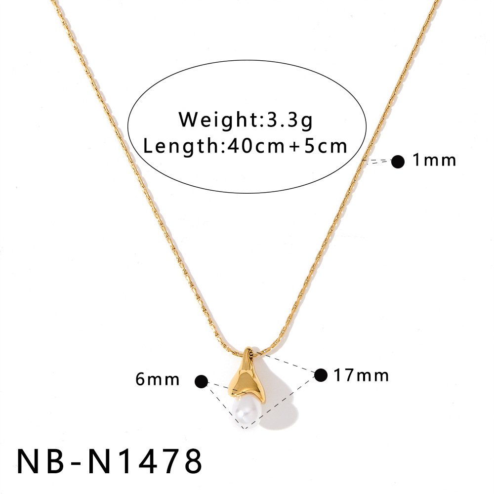 Stainless Steel Pearl Minimalist Jewelry Necklace Wholesale product image