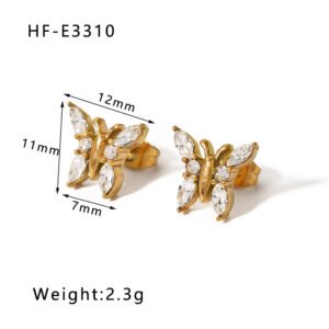 Stainless Steel Pearl CZ Butterfly Irregular Earrings Wholesale product image