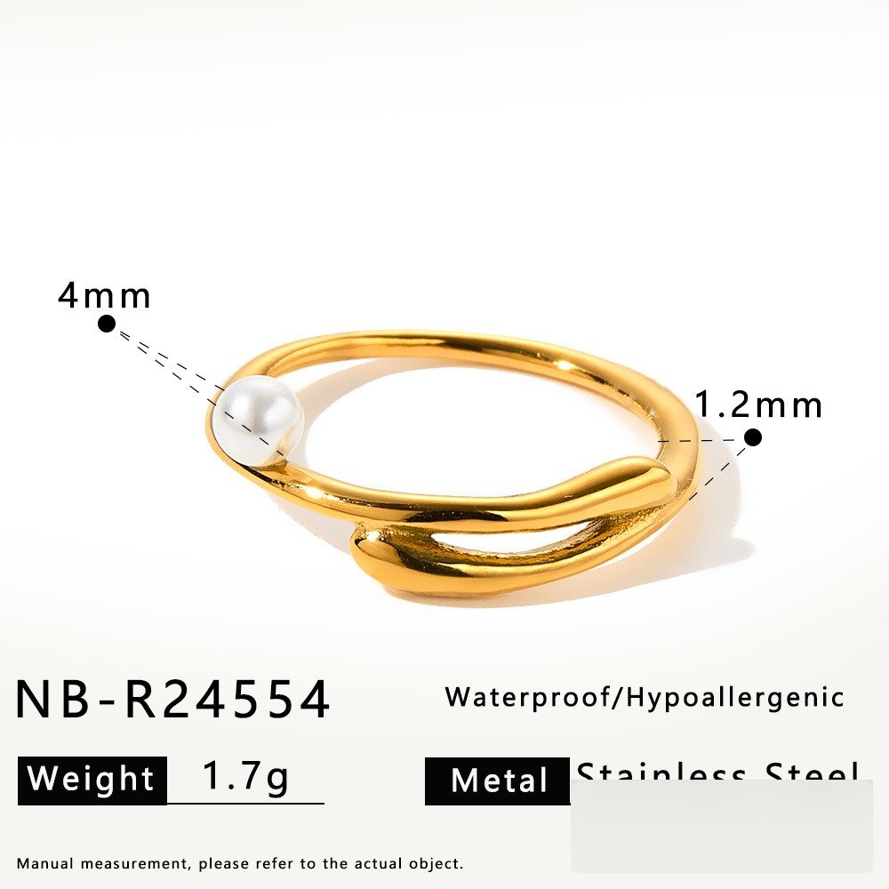 Stainless Steel Pearl Geometric Minimalist Ring Style DM5030026 Wholesale product image