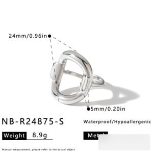 Stainless Steel Geometric Vintage Minimalist Hollow Ring Wholesale product image