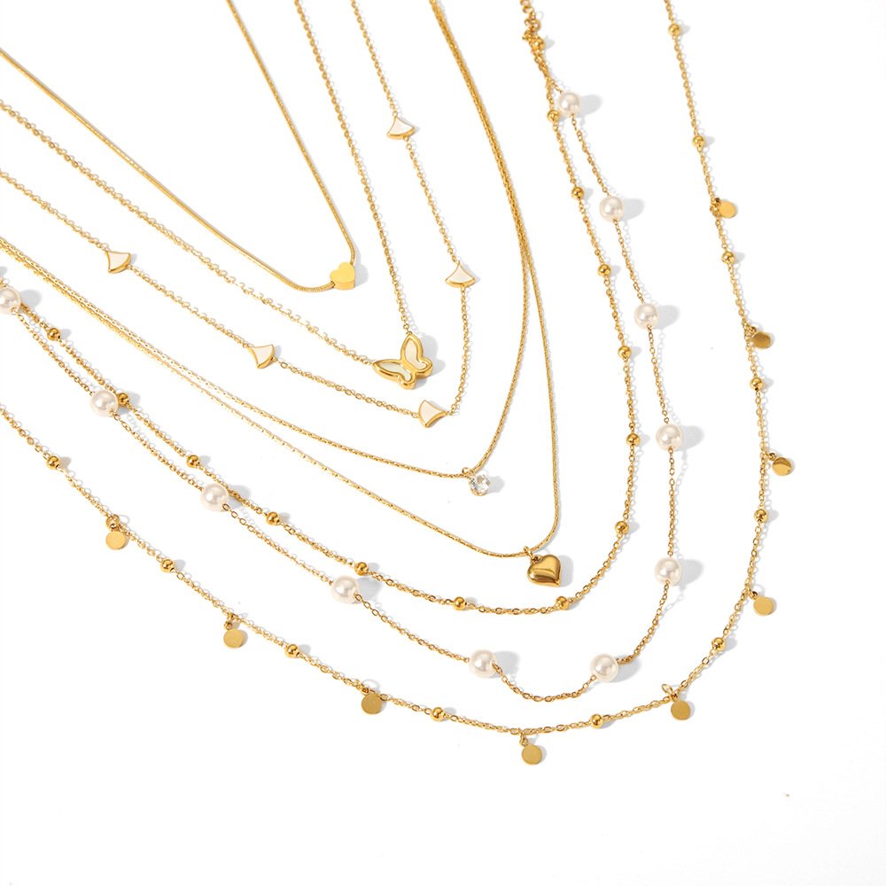 Stainless Steel Pearl Shell Heart Necklace Wholesale product image