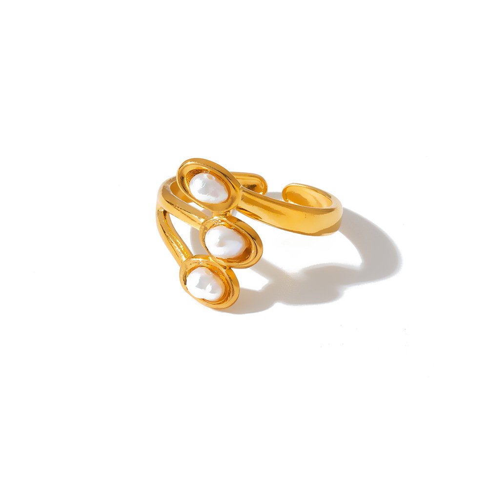 Stainless Steel Pearl Vintage Ring Wholesale product image