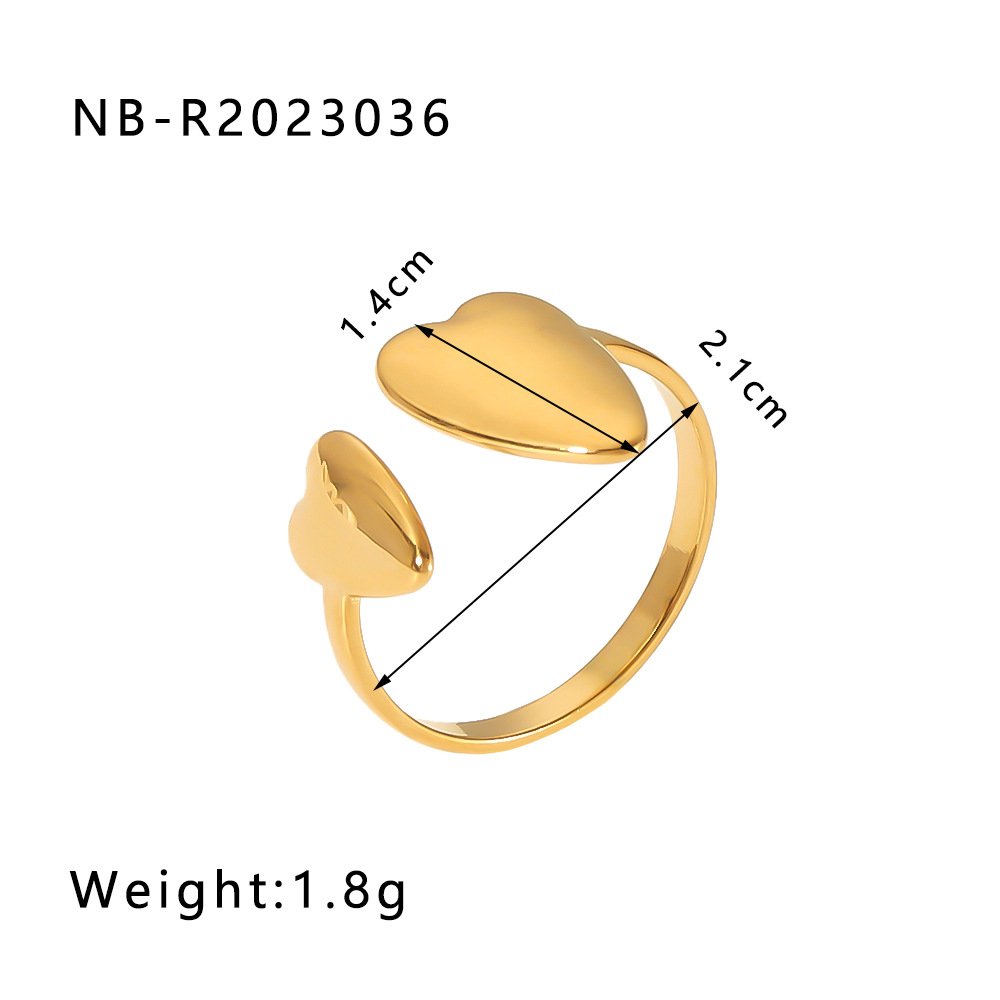Stainless Steel Heart Geometric Minimalist Open Ring Wholesale product image