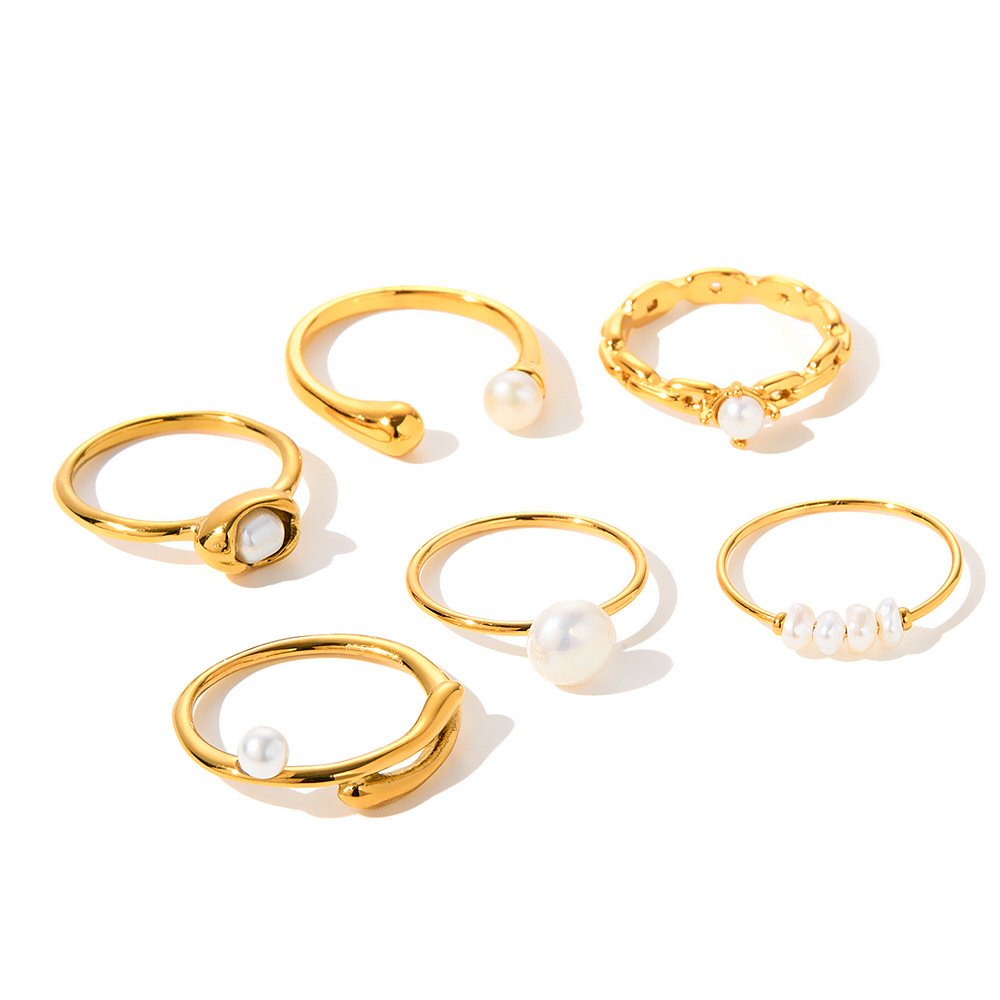 Stainless Steel Pearl Geometric Minimalist Ring Style DM5030026 Wholesale product image