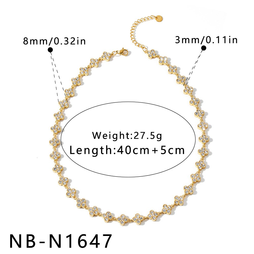 Stainless Steel CZ Flower Jewelry Necklace Wholesale product image
