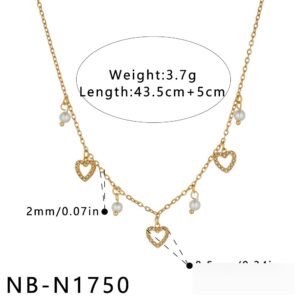 Stainless Steel Pearl CZ Heart Necklace Wholesale product image