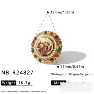 Stainless Steel Pearl CZ Minimalist Jewelry Ring Wholesale product image