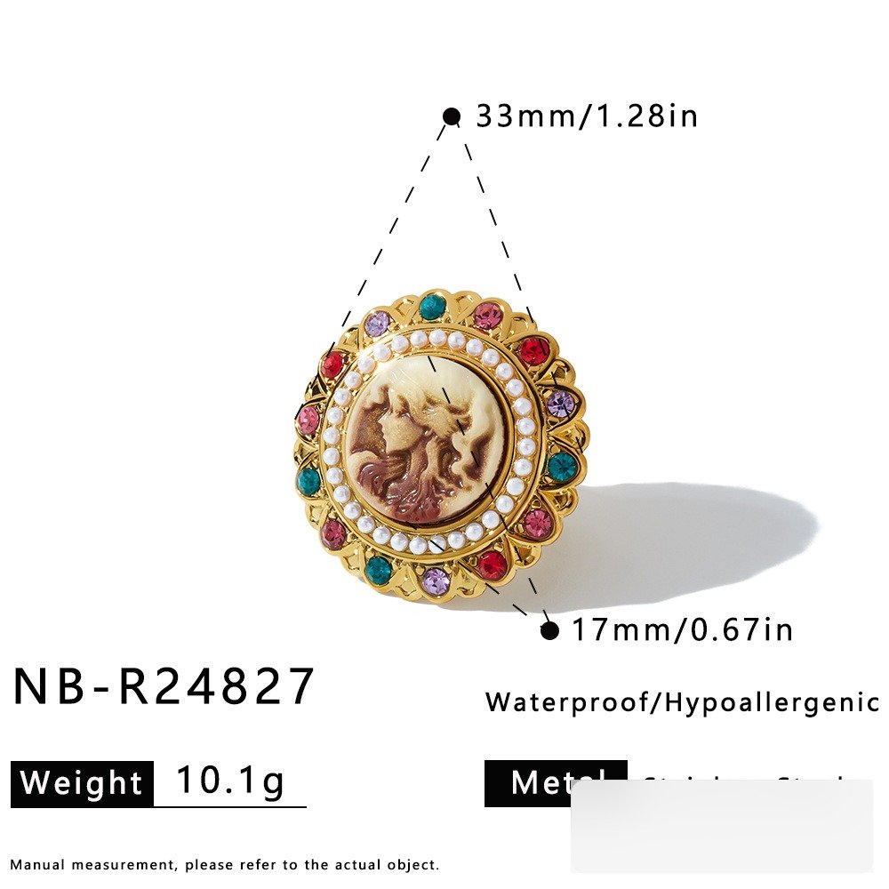 Stainless Steel Pearl CZ Minimalist Jewelry Ring Wholesale product image