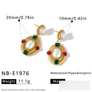 Stainless Steel Pearl CZ Minimalist Earrings Wholesale product image