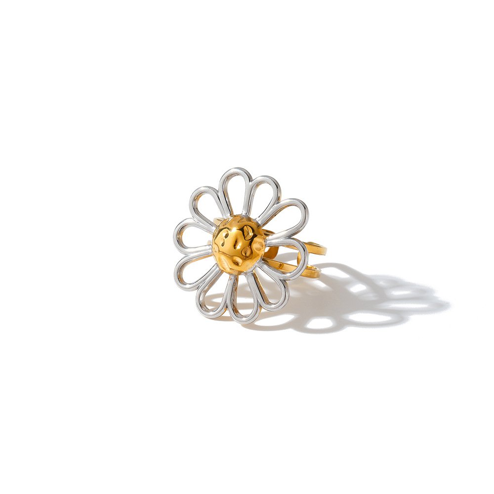 Stainless Steel Flower Minimalist Hollow Ring Wholesale product image