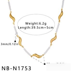 Stainless Steel Pearl Irregular Vintage Minimalist Necklace Wholesale product image