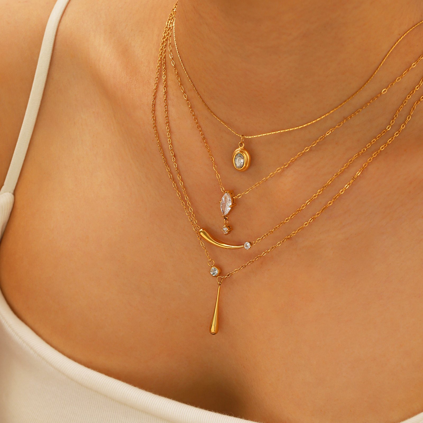 CZ Heart Geometric Minimalist Jewelry Necklace Wholesale product image
