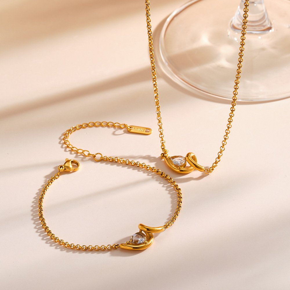 Stainless Steel CZ Geometric Irregular Minimalist Jewelry Bracelet Wholesale product image