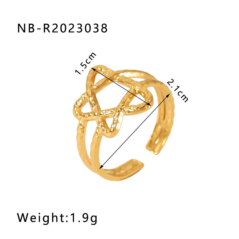 Stainless Steel Heart Geometric Minimalist Open Ring Wholesale product image