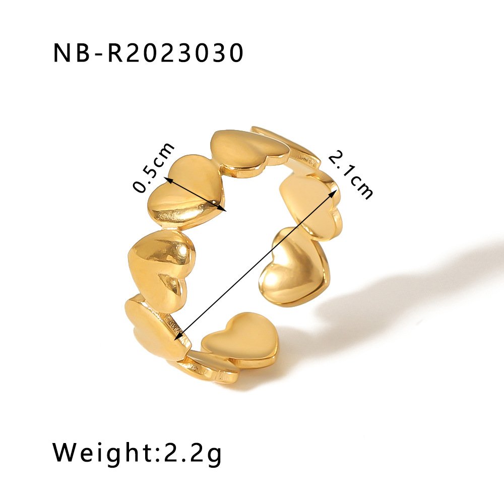 Stainless Steel Heart Geometric Minimalist Open Ring Wholesale product image