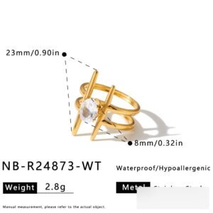 Stainless Steel CZ Irregular Ring Wholesale product image