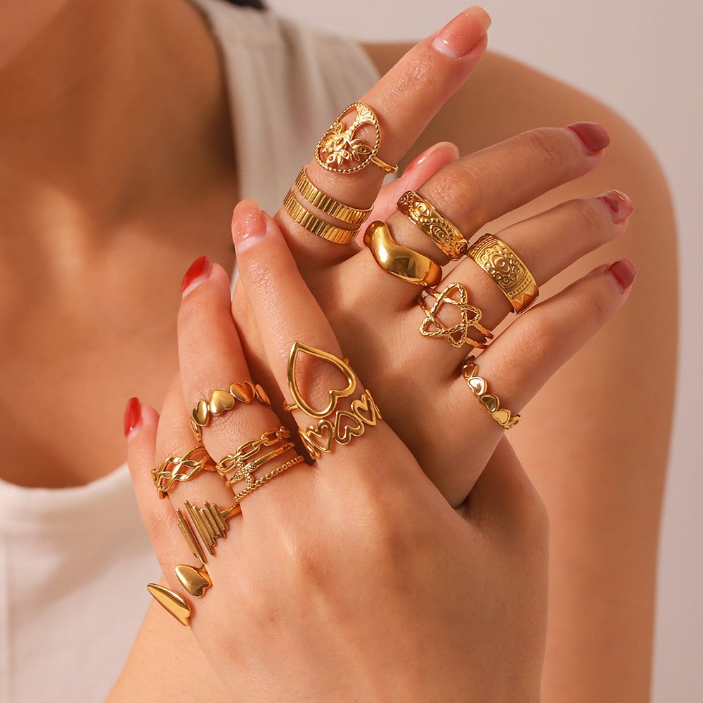 Stainless Steel Heart Geometric Minimalist Open Ring Wholesale product image