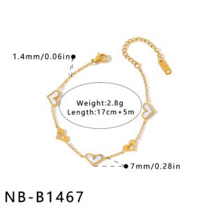 Stainless Steel White Shell Heart Minimalist Hollow Bracelet Wholesale product image