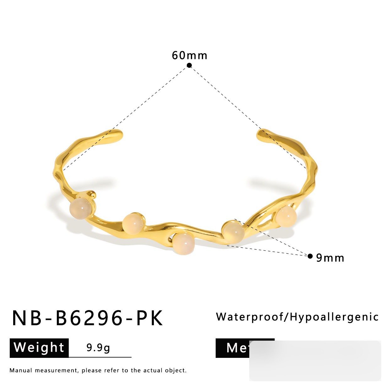 Stainless Steel Pearl Vintage Open Bangle Wholesale product image