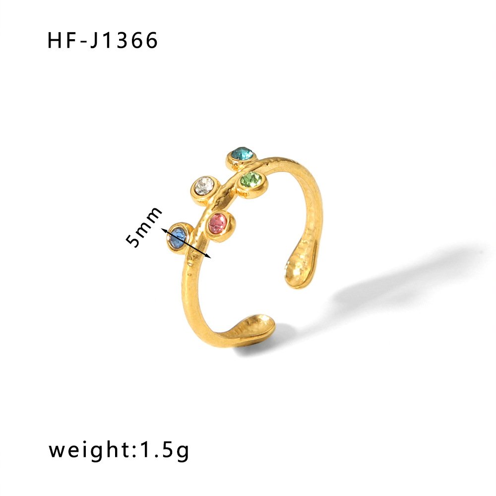 Stainless Steel CZ Vintage Enamel Open Ring Wholesale product image