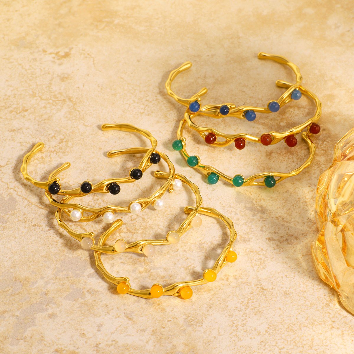 Stainless Steel Pearl Vintage Open Bangle Wholesale product image
