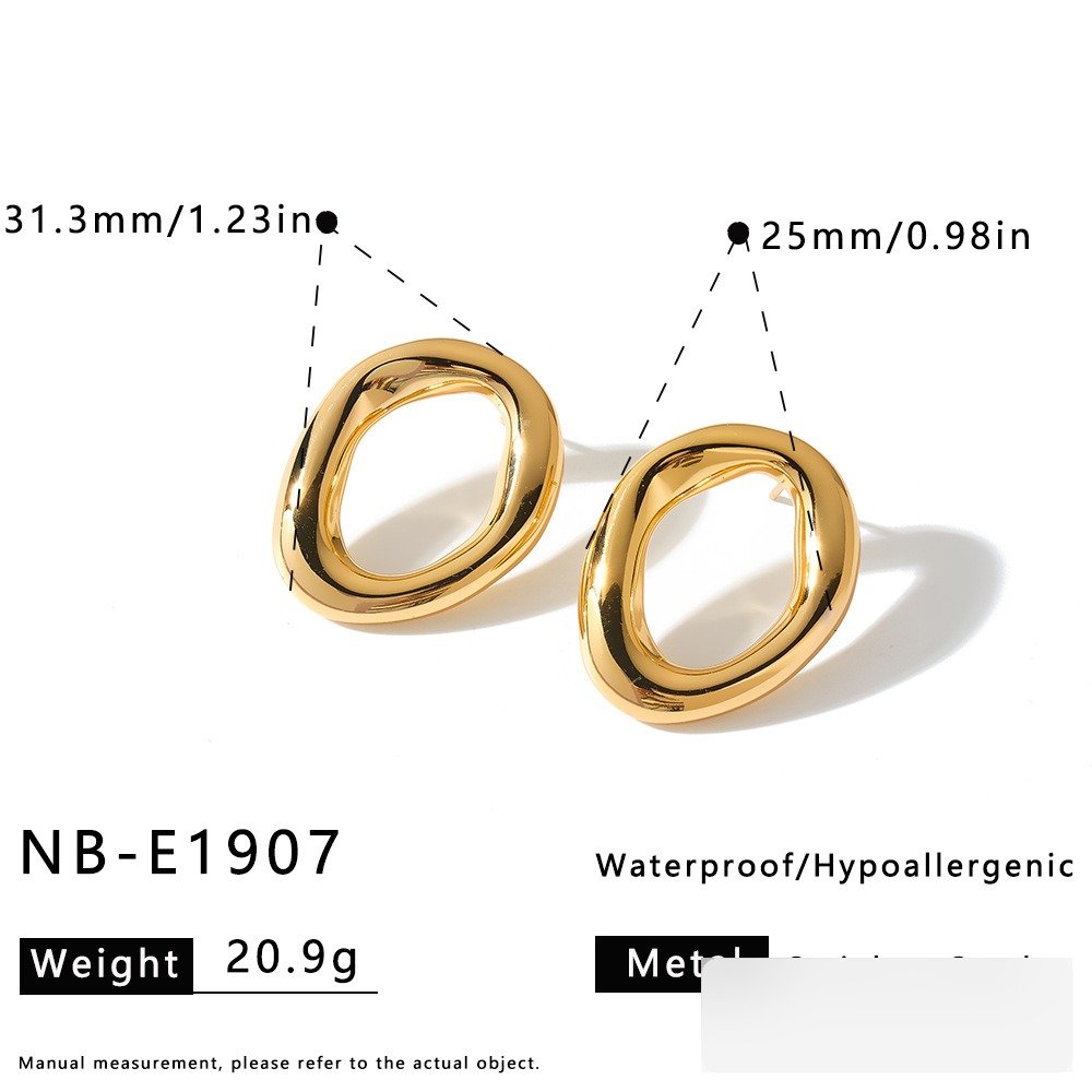 Stainless Steel Geometric Irregular Minimalist Hollow Earrings Wholesale product image