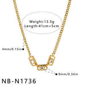 Stainless Steel CZ Heart Geometric Minimalist Necklace Wholesale product image