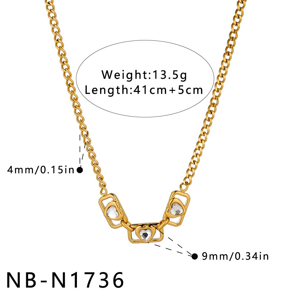 Stainless Steel CZ Heart Geometric Minimalist Necklace Wholesale product image