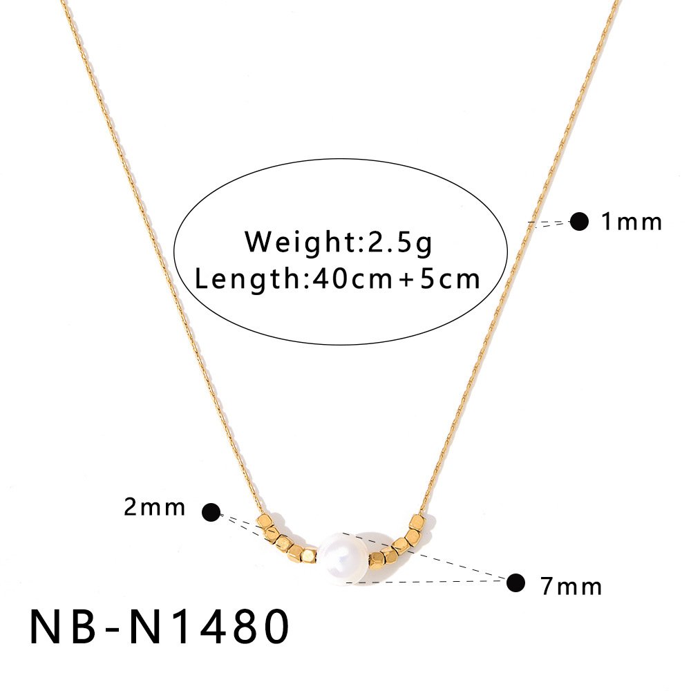 Stainless Steel Pearl Minimalist Jewelry Necklace Wholesale product image