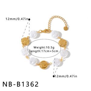 Stainless Steel Pearl CZ Geometric Minimalist Bracelet Wholesale product image